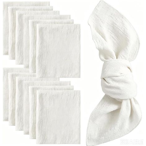 12 Pièces Serviette en Gaze De Coton Blanc, Lavable Et Réutilisable Serviette Gaze De Coton, Serviette Gaze De Serviette De, Table en Tissu pour Les Fêtes De Mariage Dîners Cafés (1/5)