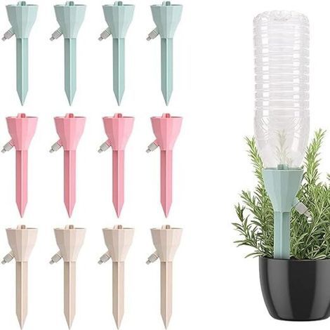 Irrigation Goutte à Goutte Kit, 12 Pcs Arroseurs Automatiques Plantes, Goutte à Goutte Bouteille, Dispositifs D'arrosage avec Vannes de Régulation à Liberation Lente pour Intérieur Extérieur Plantes