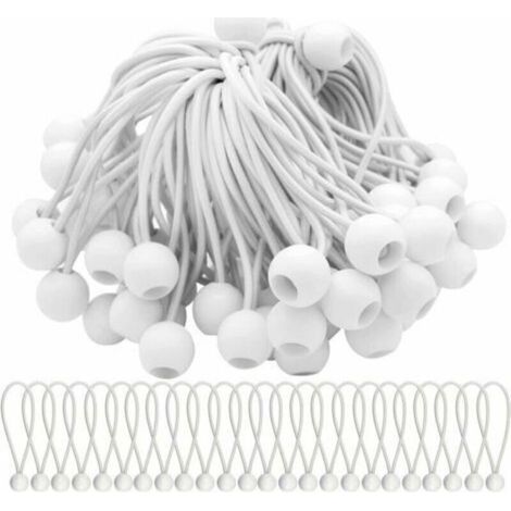 Kit de 75 élastiques à boules Sandow pour fixer tentes, auvents, bâches et bannières – Résistants, extensibles et fiables