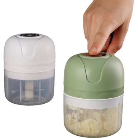 100/250 ml Mini-USB-Akku-Knoblauchpresse, Gemüse-, Chili- und Fleischwolf, Küchenhelfer, 1 Stück (250 ml, Weiß)