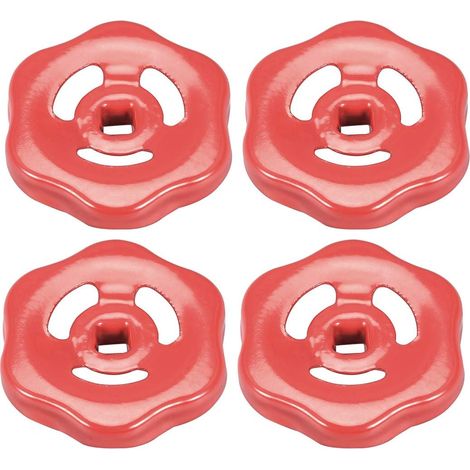 Robinet extérieur en métal avec poignée à molette ronde, broche carrée 7x7 mm, diamètre extérieur de la molette 61 mm, peinture rouge fer, lot de 4 (1/3)