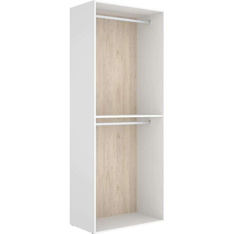 Vestidor Reus con doble barra de colgar acabado blanco, 204.5cm(alto) 80cm(ancho) 45cm(fondo)