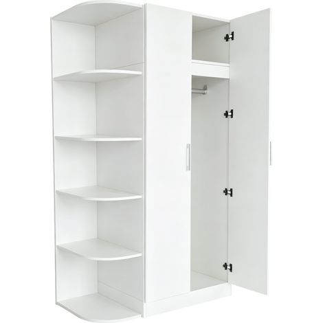 CHICFURN Armoire penderie 90 x 55 x 170 cm en MDF blanc avec étagères et tiroirs (1/5)