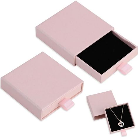 Boîte à bijoux en carton (lot de 2), boîte d'emballage en carton pour bijoux, petite boîte cadeau pour bracelets, bagues, boucles d'oreilles