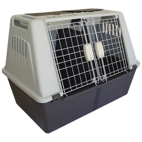 Caisse de transport pour chiens et chats – Grand modèle 100x60x66 cm – Avec séparateur amovible et poignées de transport (1/5)