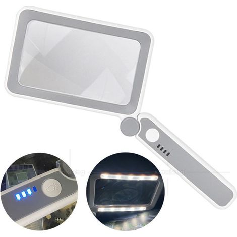 Lente d'ingrandimento 4X, 10 luci LED, illuminata, pieghevole, grande lente d'ingrandimento per leggere libri scientifici, giornali, gioielli, insetti e lavori artigianali. (1/4)