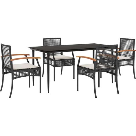 Maison Exclusive - 5-tlg. Garten-Essgruppe mit Kissen Schwarz Pol (1/5)