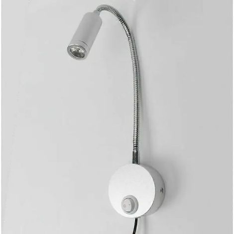 Lampe de lecture murale, à intensité variable, lampe de chevet LED tactile avec port USB et interrupteur, col de cygne flexible avec prise, 3 W