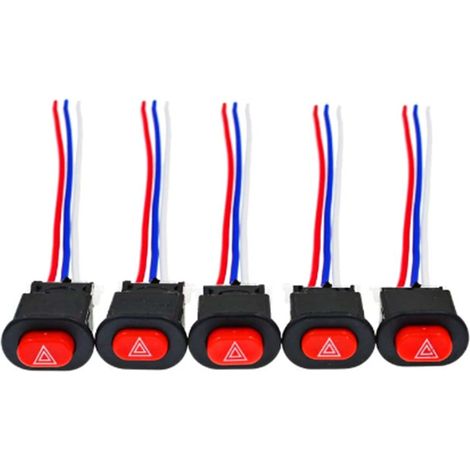 Motorcycle and electric vehicle modification hazard light switch, scooter warning switch, red button, double-trigger switch with wiring (single). (1/4)