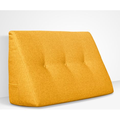 EVERGREENWEB - Cuscino da Lettura ergonomico, Cuscino Schienale a Cuneo per Letto e Divano Cuscino Per gambe Testata letto Misura 60x26 cm Colore Giallo 100% Made in Italy CHILL PILLOW (1/5)