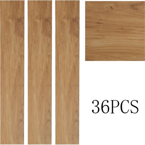 Set of 36 Planks PVC Self-stick Waterproof Floor Flooring Plank, Natural Wood Grain (1/5)