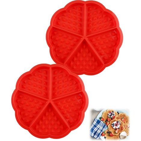2 Pièces Moules à Gaufres en Silicone,Démoulage Facile, Moules à Gaufres en Silicone en Forme de Coeur, Gaufrier Antiadhésif Moule, pour Faire Gaufres, Gâteaux, Chocolats (1/5)
