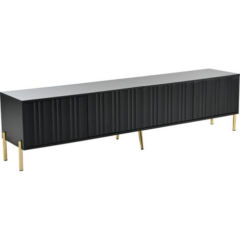 Mueble TV negro 190 x 38 x 48 cm con patas doradas (1/5)