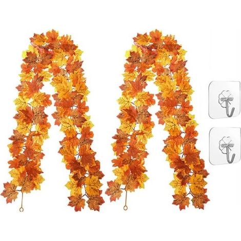 Ghirlanda autunnale 175 cm Ghirlanda artificiale di foglie d'acero Decorazione autunnale da appendere per il Giorno del Ringraziamento Decorazione autunnale con viticci e foglie (1/5)