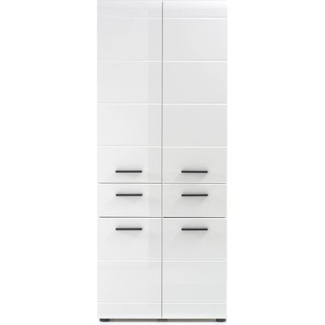 SKIN - Meuble salle de bain. Meuble colonne double. Mélamine blanc brillant. L - H - P : 60 | 182 | 31 cm (1/5)