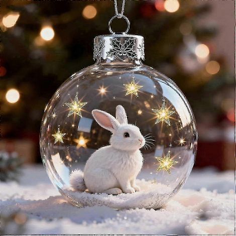 Boule de Noël 3D en cristal, motif vache des Highlands, décoration animalière, en verre transparent. (1/3)