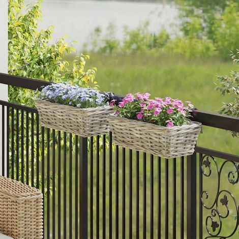 vidaXL Hanging Planter Basket GENDT 2 pcs Natural Grey 48 x 22 x 15 cm (1/5)
