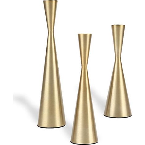 BEBUSINGOTO Lot de 3 bougeoirs en métal pour bougies coniquesLot de 3 bougeoirs en métal pour bougies coniques (1/5)