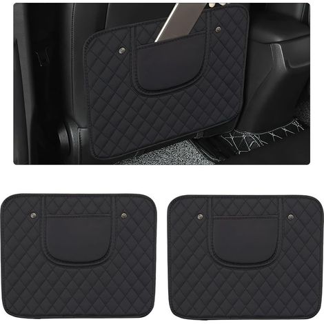 Set mit 2 schützenden Auto-Rücksitzmatten - Aus wasserdichtem Leder - Inklusive Aufbewahrungstasche - Universelles Auto-Innenausstattungszubehör (schwarz)