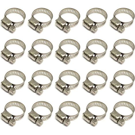 AIDUCHO 20 Pièces Collier De Serrage Tuyau, Collier De Serrage Tuyau Réglable 8-12mm, 304 Collier De Serrage Inox, Collier Serrage Métallique, Pour Tuyau, Home Gaz, Famille Tuyau D'eau, Câble, Robinet (1/5)