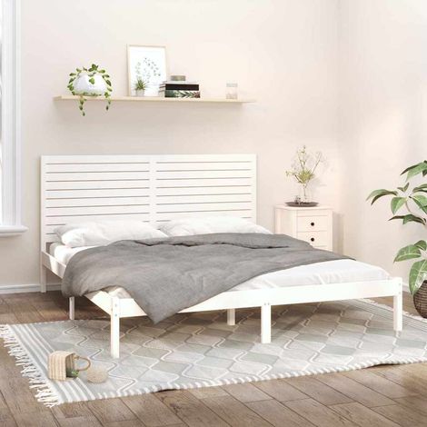Cadre de lit sans matelas-Structure de lit blanc 180x200 cm bois massif 189480 (1/5)