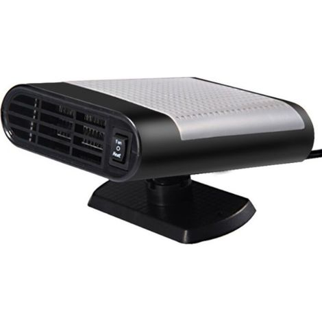 Chauffage solaire portable 12 V 150 W, noir et gris, avec ventilateur, désembueur de pare-brise, dégivreur et purification d'air. (1/3)