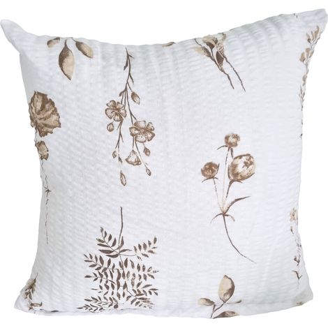 Taie d'oreiller Bark 40x40 blanc beige fleuri prairie