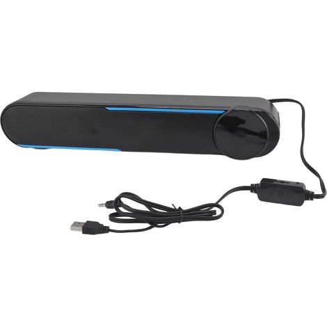 Barre de son filaire avec commande tactile, son HiFi surround anti-magnétique, USB 2.0, haut-parleur de bureau à LED lumineuses