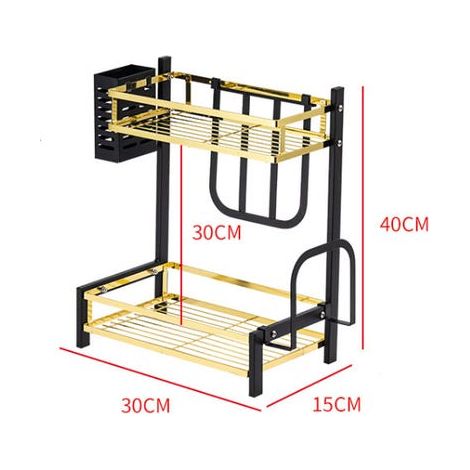 Aufbewahrungsregal für Küchengewürze, Utensilien-Organizer, Komplettpaket – zwei Schichten, 30 x 20 x 40 cm