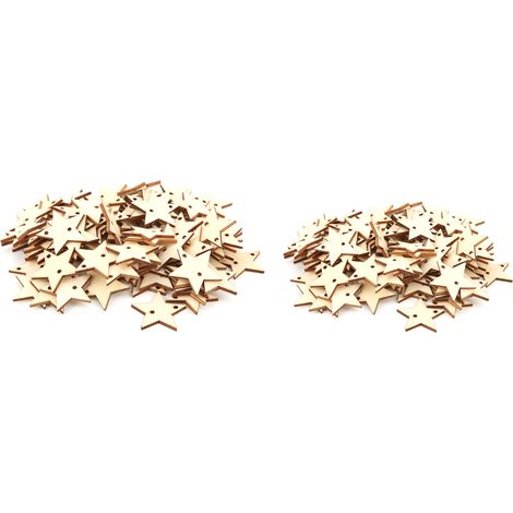 200 décorations en bois (2 paquets) : pendentif pentagramme à double trou de 35 mm, décorations de Noël pour la maison
