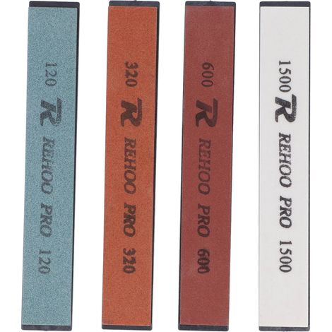 Schleifstein mit festem Winkel – Set mit 4 Steinen (Körnung 120, 320, 600, 1500) für Messer – Professioneller Messerschärfer (1/5)