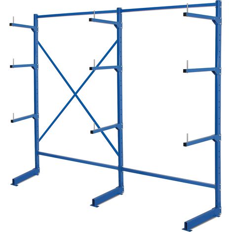 BRB Kragarmregal komplett, HxBxT 1950x2090x450 mm, 3 Ständer und 9 Arme (blau) (1/3)