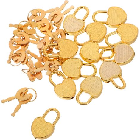 Sets de Mini Cadenas Cœur avec Clé Lot de 12 en Alliage de Zinc et Fer Privée, Facile à Transporter, pour Bagages et Boîtes à Bijoux (1/5)