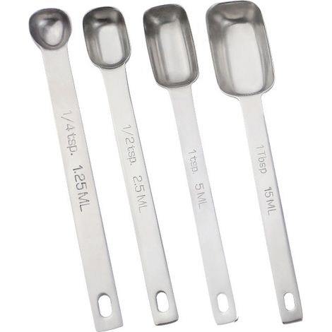 Cuillères doseuses étroites en acier inoxydable, cuillères doseuses robustes en métal avec long manche et graduations gravées (1/5)