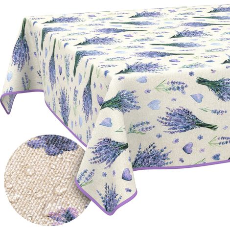 Nappe enduite Lavande Violet avec Ourlet 140x100 cm Anti-Taches (1/5)