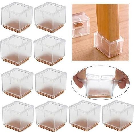 16 Pièces Protection Pied de Chaise, Carrée Tampon Chaise, Protege Pied de Chaise Silicone pour Protéger Le Sol des Rayures et du Bruit, Embout Pied de Chaise (42-48mm) (1/5)