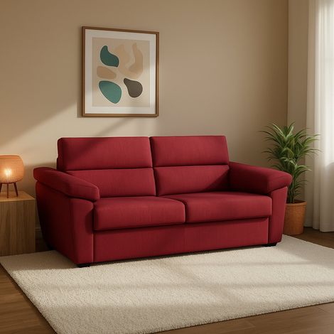 Schlafsofa 2-Sitzer Salorno, Abziehbar, Stauraum Made in Italy, Klappmechanismus, 185x95 cm Rot (1/5)