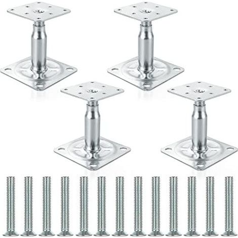 Set di 4 staffe regolabili in acciaio zincato per pali da 100-150 mm – Fissaggio rapido per cemento e asfalto – Uso professionale (1/5)