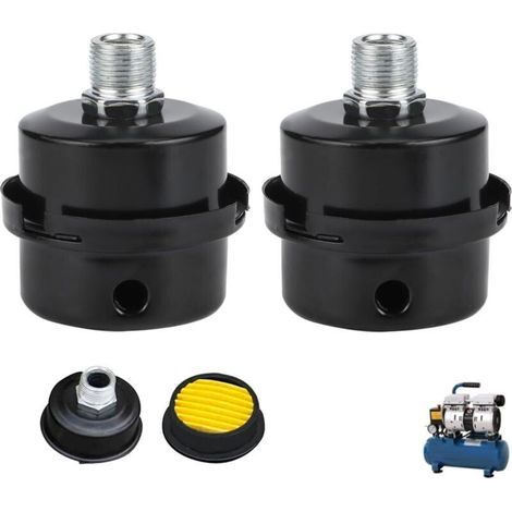 Set mit 2 Luftfiltern für Kompressoren, Metallschalldämpfer, Einlassgewinde, für Luftkompressoren, Ersatzteile, Luftkompressor, Luftfilter (1/4)