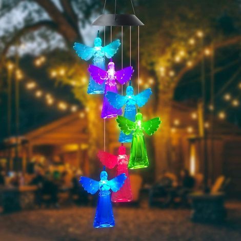 Guirlande Éolienne Solaire Ange - Lampe LED Étanche à Changement de Couleur - Décoration Extérieure Jardin Terrasse - 1 Pièce (1/5)