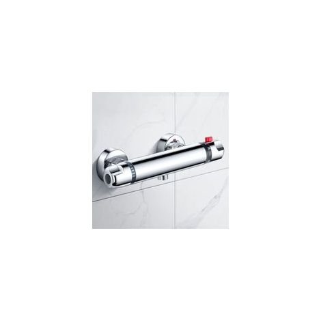 Robinet de douche thermostatique en laiton, mitigeur thermostatique pour salle de bain avec sécurité à 38 °C et bouton de verrouillage anti-brûlure (1/5)
