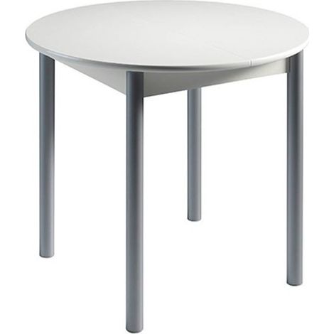 MOMMA HOME Mesa de Cocina Circular Blanca - Modelo AGOS - Medidas 90/120 x 90 x 75,5 cm (1/5)