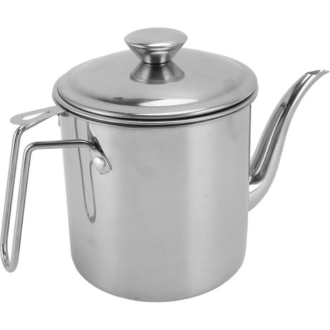 Caraffa per olio in acciaio inox spesso, per uso domestico, con filtro integrato, grande capacità, filtro per residui, contenitore per la conservazione e il riciclo dell'olio.