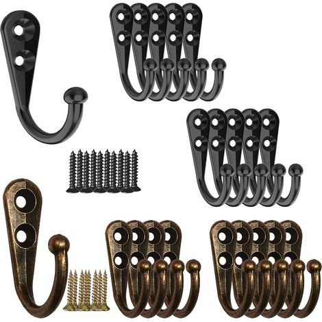 Vintage-Wandgarderobenhaken aus Metall – 20er-Pack – Einfache Schraubmontage – Korrosionsbeständig – Minetgnon (1/5)