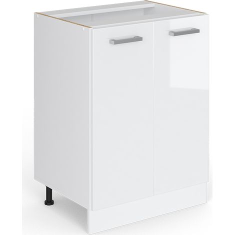 Unterschrank R-Line, Weiß Hochglanz, 60 cm mit Türen, ohne Arbeitsplatte, Vicco