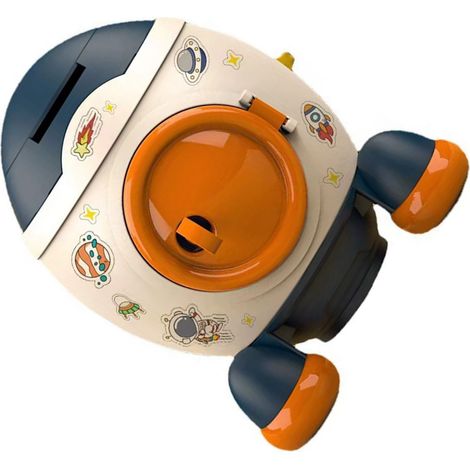Tirelire Fusée Spatiale Style Cartoon, Pot à Monnaie Cadeau Enfant Fille Garçon, Bleu Morandi (1/5)