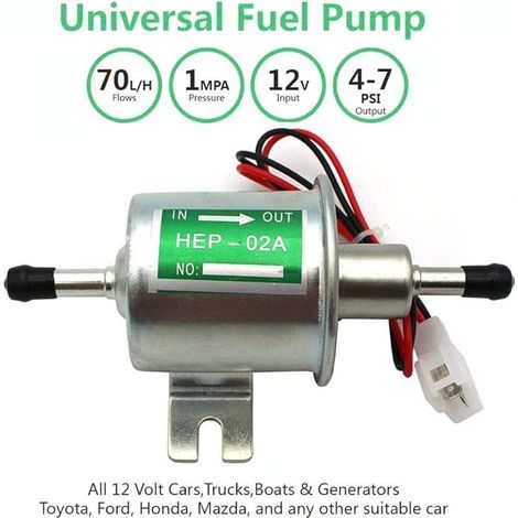 12V Universal-Elektrokraftstoffpumpe, Druckgas, Diesel, Inline-Niederdruck, Metallpumpenmodul, Inline-Schraubbefestigungsdraht für Benzin und Diesel, HEP-02A (Silber) (1/5)