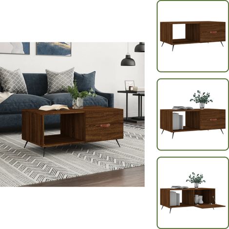 Couchtisch Braun Eichen-Optik 90x50x40 cm Holzwerkstoff - Couchtisch - Wohnzimmerstil - Holzmöbel - Eiche Optik - Stauraum (1/5)