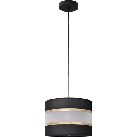 Helam HELEN Plafonnier Suspension Cylindrique Noir, Or 20cm