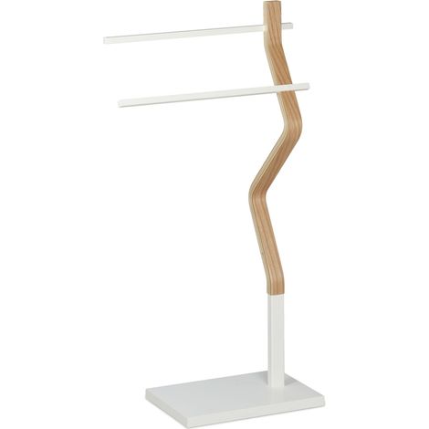 Portasciugamani da terra compatto per bagno 70 x 30 x 30 cm in metallo bianco 130008539